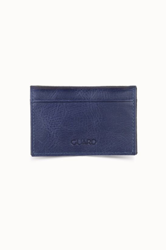 Guard Antique Navy Blue Leather Card Holder