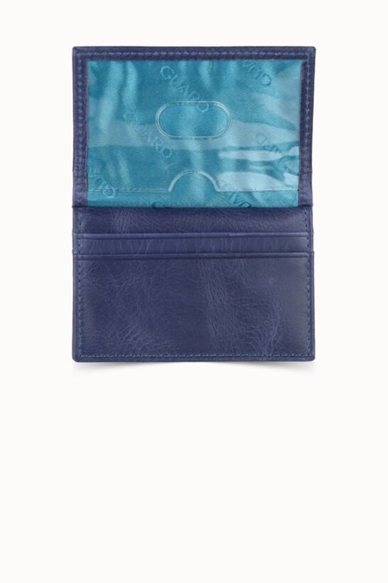Guard Antique Navy Blue Leather Card Holder