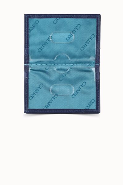 Guard Antique Navy Blue Leather Card Holder - Thumbnail