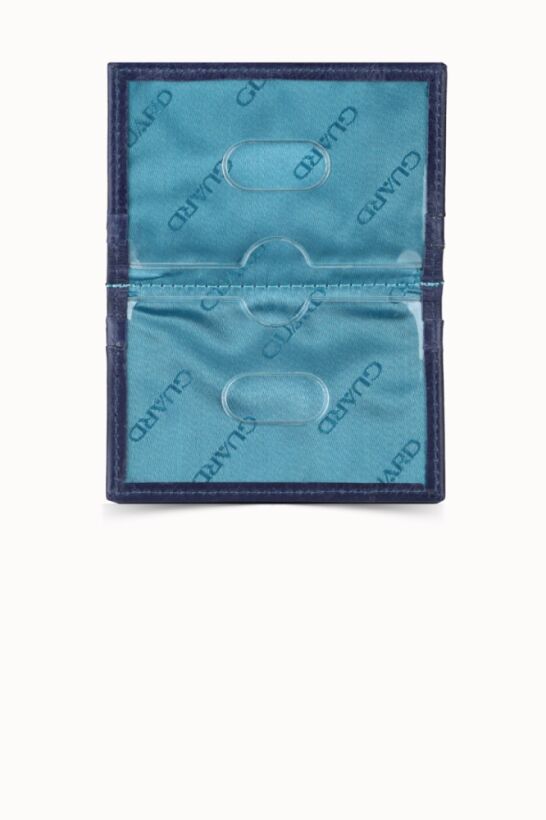 Guard Antique Navy Blue Leather Card Holder
