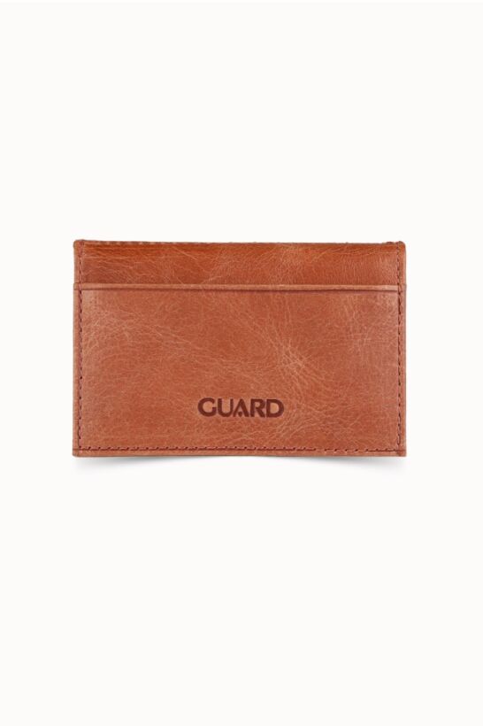Guard Antique Tan Leather Card Holder