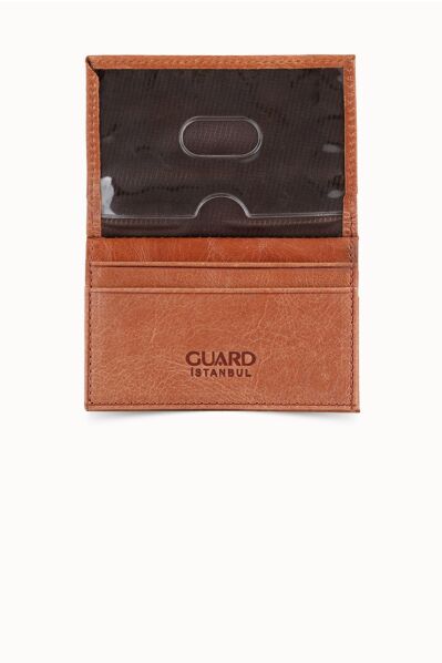 Guard Antique Tan Leather Card Holder - Thumbnail