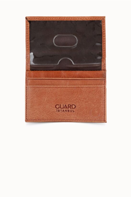Guard Antique Tan Leather Card Holder