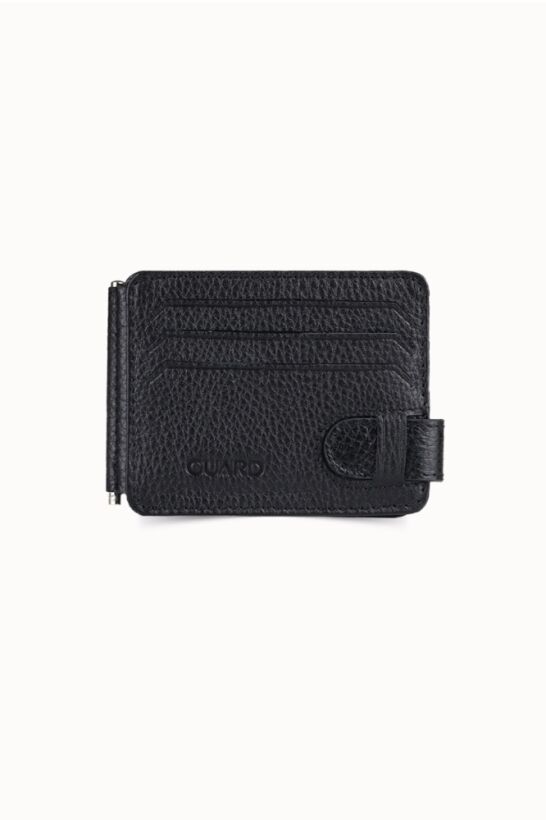 Guard Matte Black Clip-on Leather Card Holder