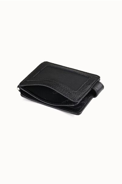 Guard Matte Black Clip-on Leather Card Holder - Thumbnail