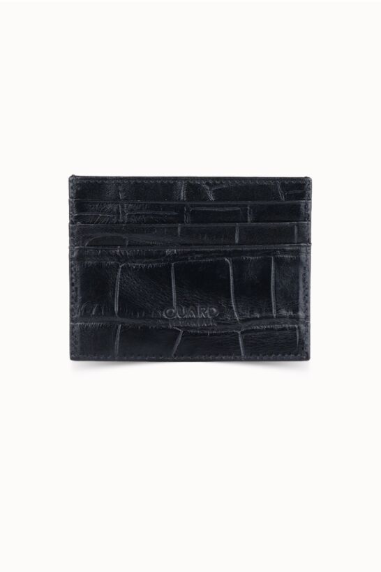 Guard Black Croco Print Leather Card Holder