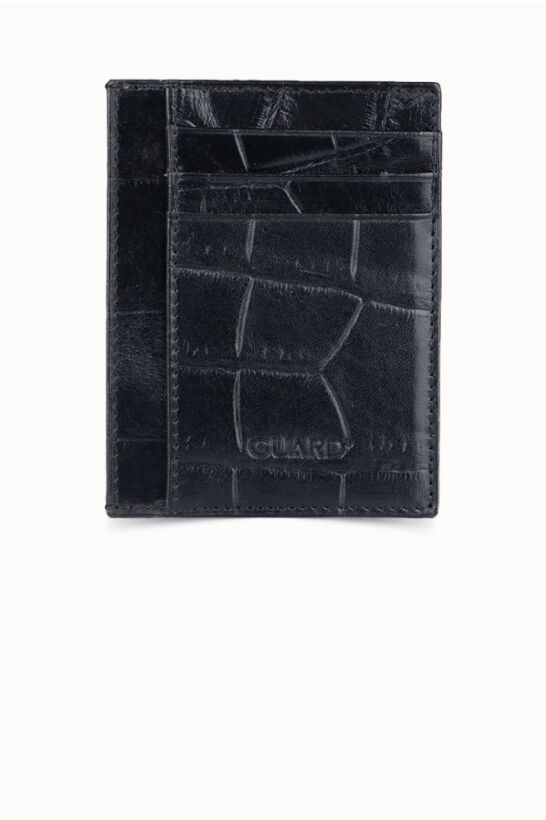Guard Black Croco Print Leather Card Holder