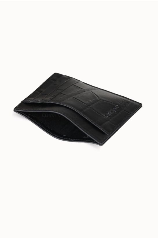 Guard Black Croco Print Leather Card Holder