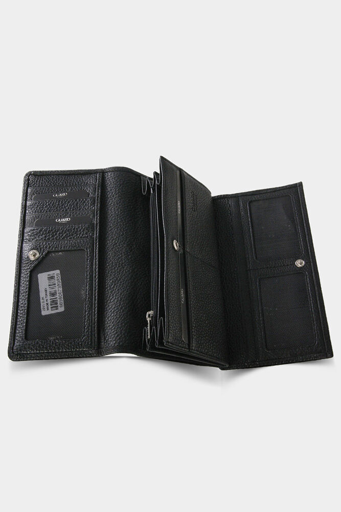 Black Leather Zippered Womens Wallet 6968