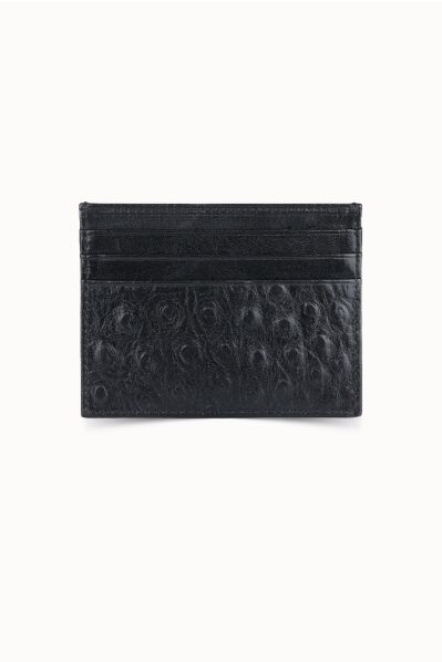 Guard - Guard Black Ostrich Print Leather Card Holder (1)