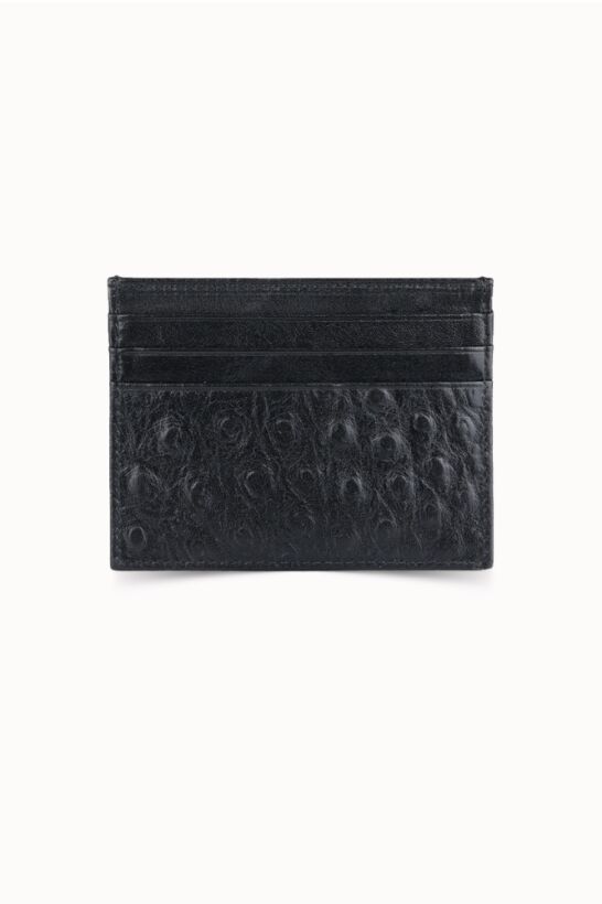 Guard Black Ostrich Print Leather Card Holder