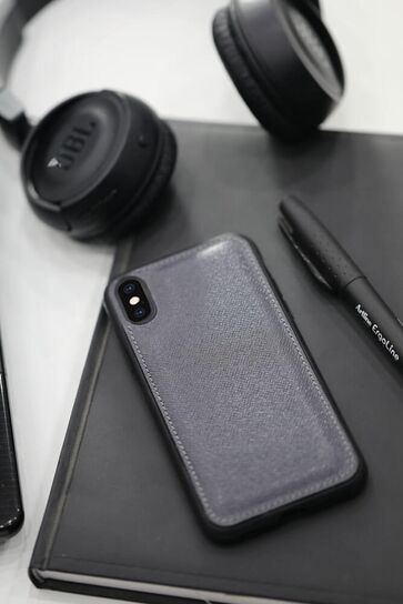 Guard - Guard Anthracite Saffiano Leather iPhone X / XS Case