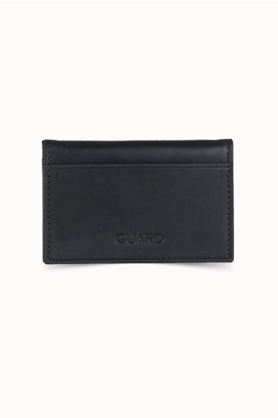 Guard Antique Black Leather Card Holder
