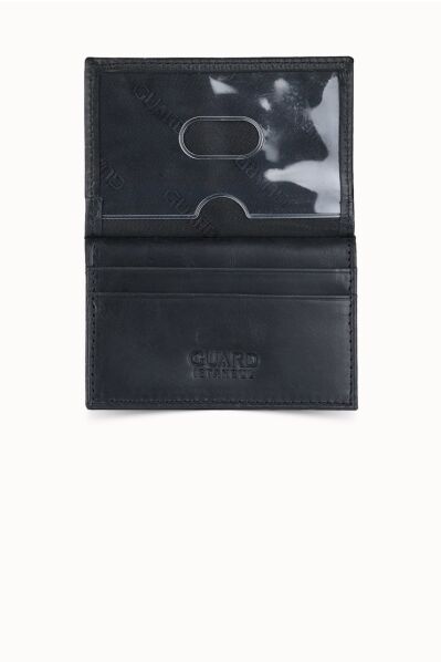 Guard Antique Black Leather Card Holder - Thumbnail