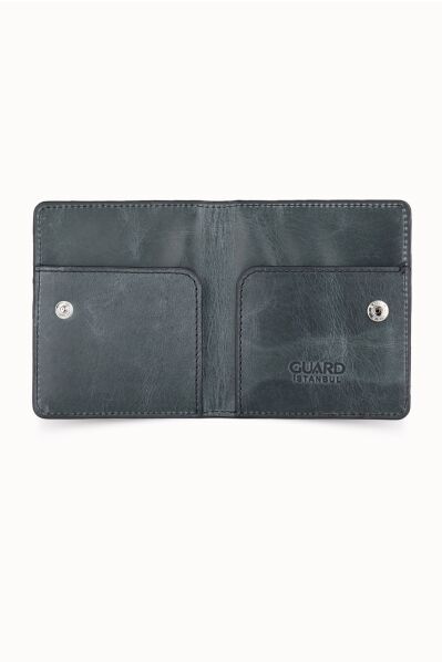 Guard Antique Black Paste Design Leather Card Holder - Thumbnail