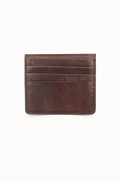 Guard - Guard Antique Brown Paste Design Leather Card Holder (1)