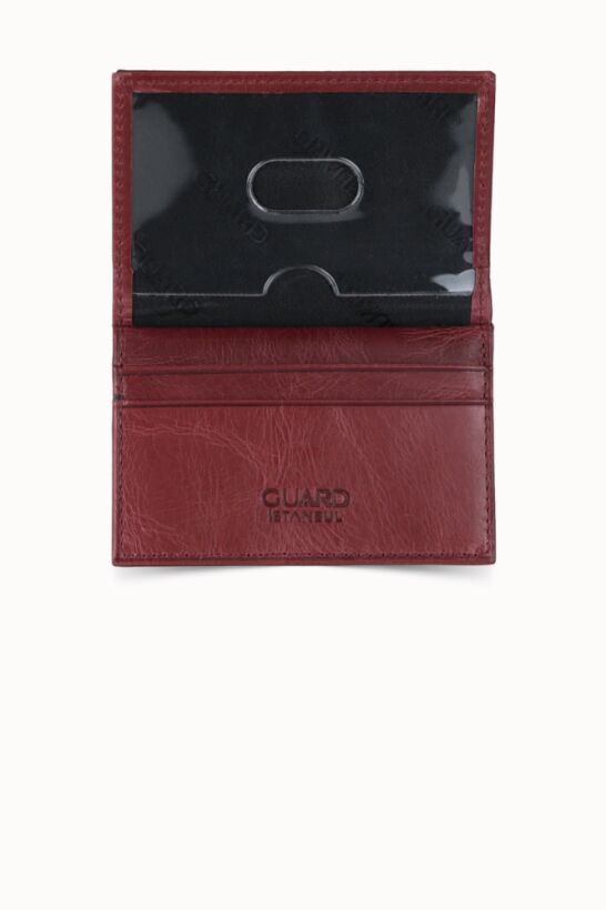 Guard Antique Claret Red Leather Card Holder