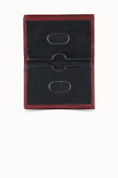 Guard Antique Claret Red Leather Card Holder - Thumbnail