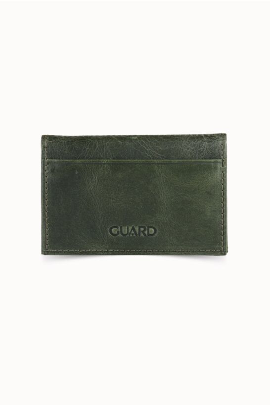 Guard Antique Green Leather Card Holder