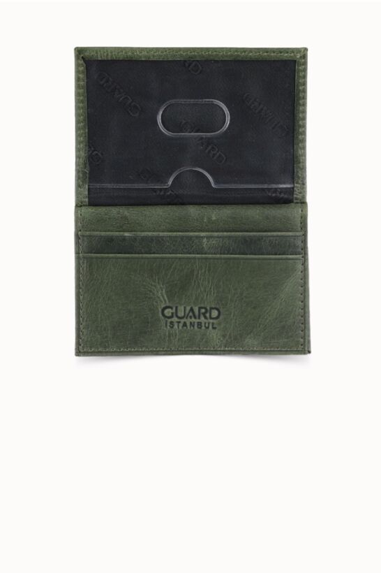 Guard Antique Green Leather Card Holder