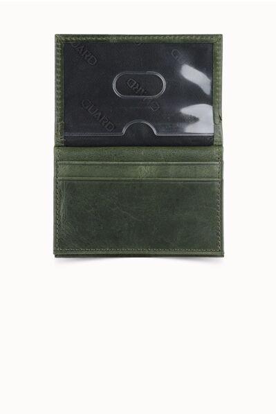 Guard Antique Green Leather Card Holder - Thumbnail