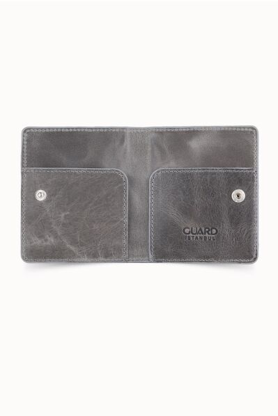 Guard Antique Grey Paste Design Leather Card Holder - Thumbnail