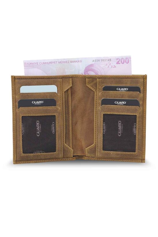 Guard Antique Tan Leather Men's Wallet with Hidden Card Holder