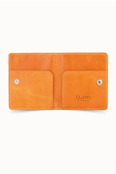 Guard Antique Tan Paste Design Leather Card Holder - Thumbnail