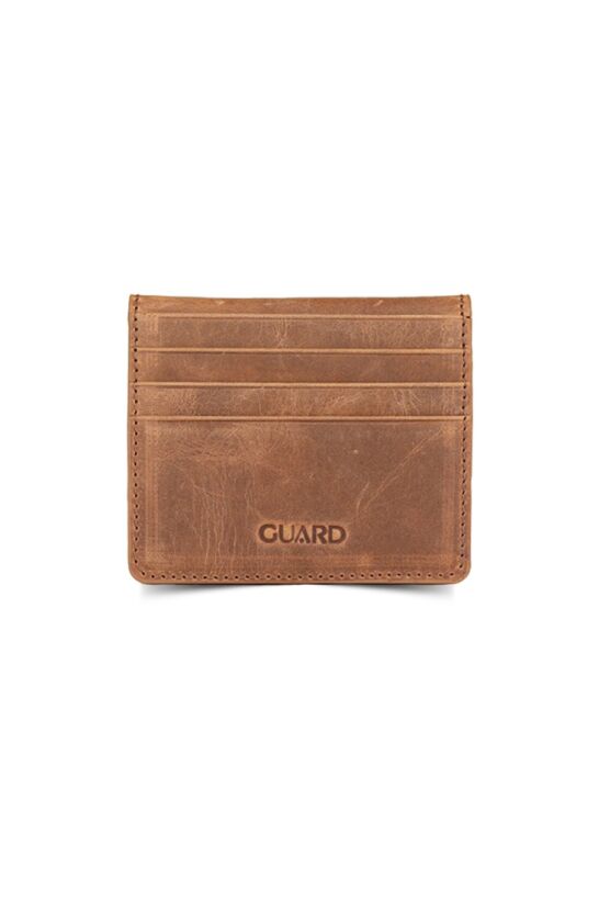Guard Crazy Tan Paste Design Leather Card Holder