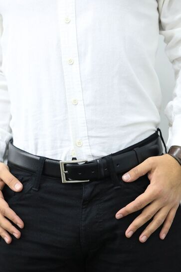 Guard - Guard Black Classic Leather Men's Belt - 3,5 Cm