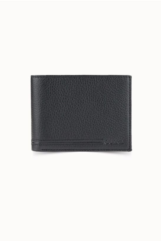 Guard Black Leather Men's Wallet with Coin Compartment