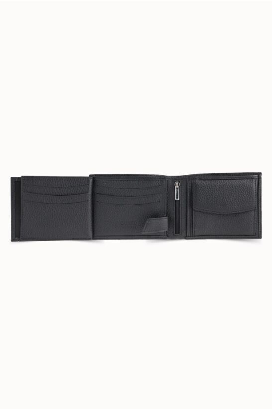 Guard Black Leather Men's Wallet with Coin Compartment