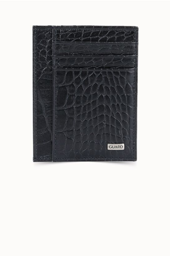 Guard Black Croco Print Leather Card Holder