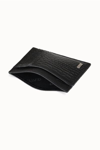 Guard Black Croco Print Leather Card Holder - Thumbnail