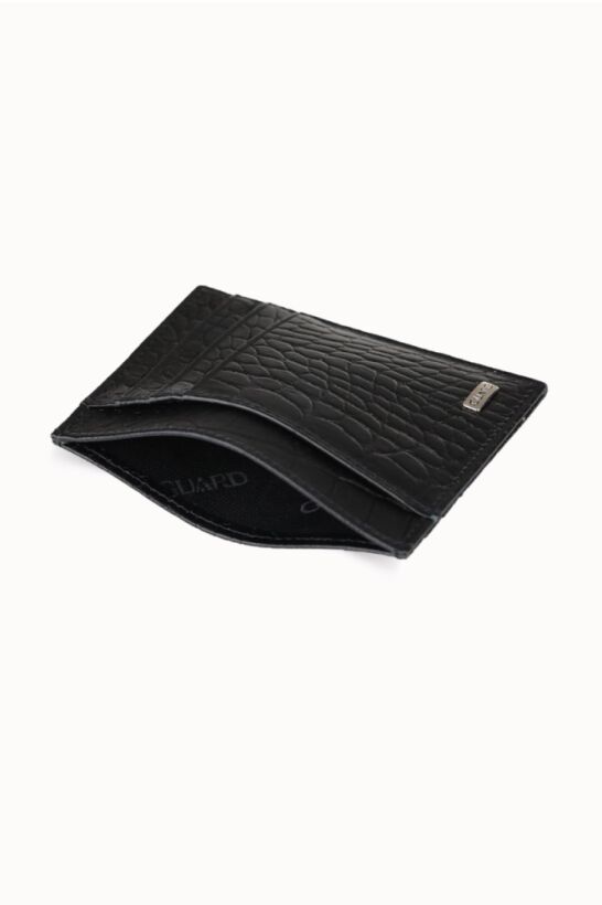 Guard Black Croco Print Leather Card Holder