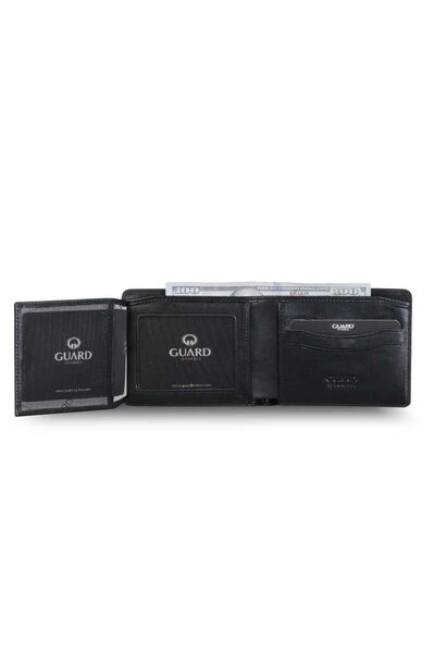 Guard Black Leather Men's Wallet - Thumbnail