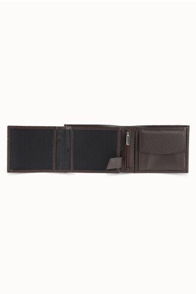 Guard Brown Leather Men's Wallet with Coin Compartment - Thumbnail