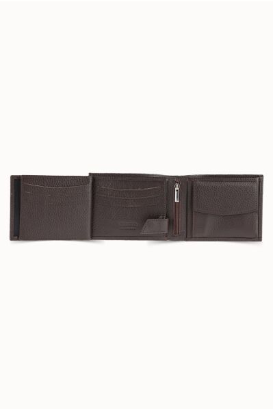 Guard Brown Leather Men's Wallet with Coin Compartment - Thumbnail