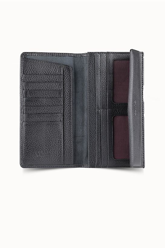 Guard Black Leather Women's Wallet with Phone Entry