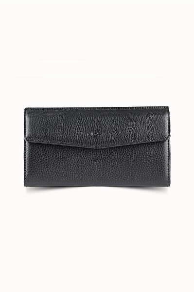 Guard - Guard Black Leather Women's Wallet with Phone Entry