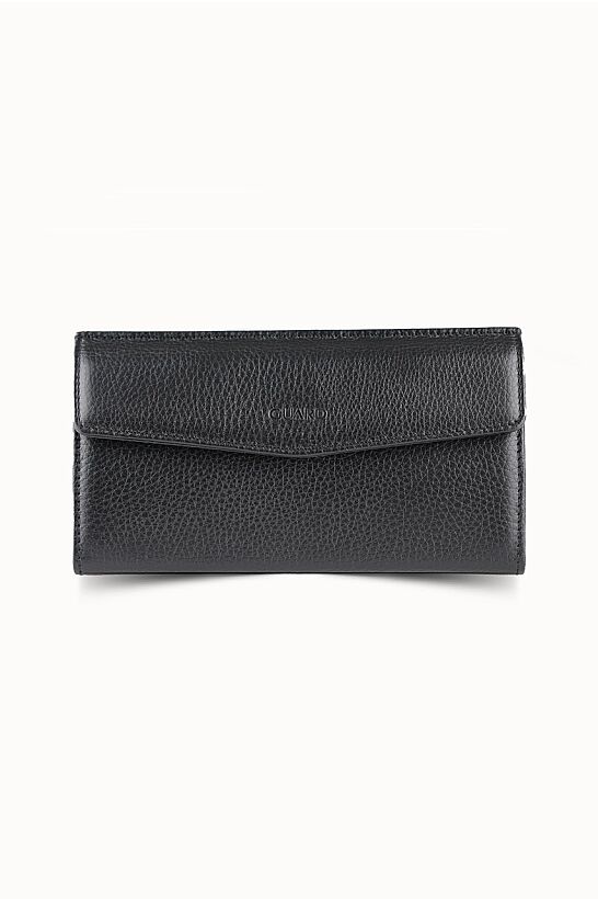 Guard Black Leather Women's Wallet with Phone Entry