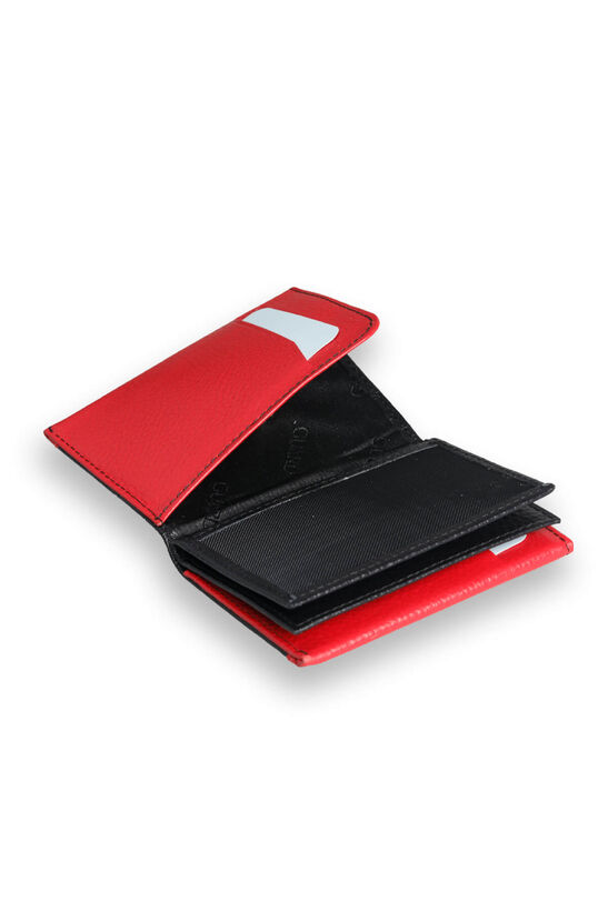 Guard Black - Red Dual Color Compartment Genuine Leather Card Holder