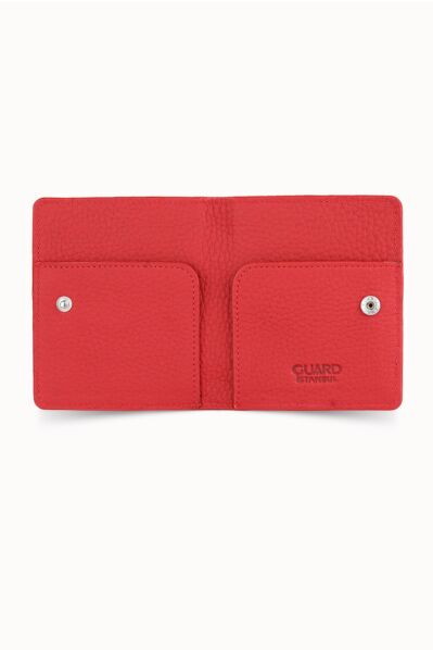 Guard Black / Red Paste Design Leather Card Holder - Thumbnail