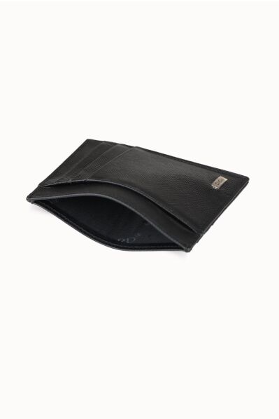 Guard Black Saffiano Leather Card Holder - Thumbnail