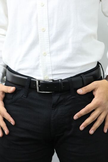 Guard - Guard Bleached Black Leather Classic Men's Belt - 3,5 Cm