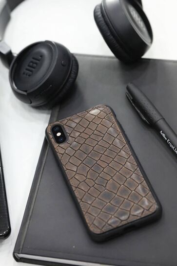Guard - Guard Brown Croco Pattern Leather iPhone X / XS Phone Case