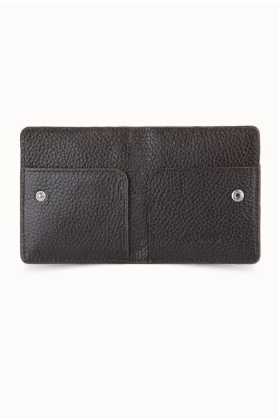 Guard Brown Paste Design Leather Card Holder - Thumbnail
