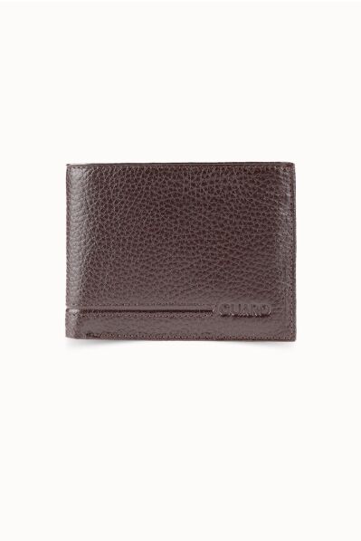 Guard - Guard Coin Compartment Brown Genuine Leather Horizontal Men's Wallet