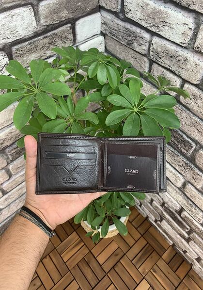 Guard Coin Compartment Horizontal Brown Leather Men's Wallet - Thumbnail