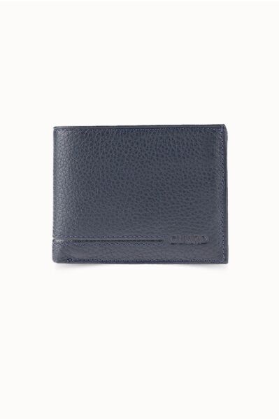 Guard - Guard Coin Compartment Purse Navy Blue Genuine Leather Horizontal Men's Wallet